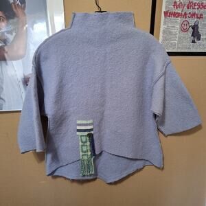 Vintage MILLERS Pure Merino Wool Sweater UK Made Blue Cropped S/M